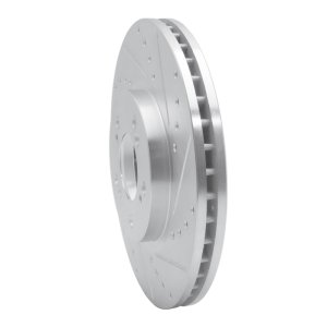 Acura RL Brake Rotor (1) - Front Right - R1 Concepts - Drilled & Slotted - Silver - `99-`04